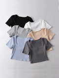 Camiseta corta de mujer con cuello cuadrado KYWOKO